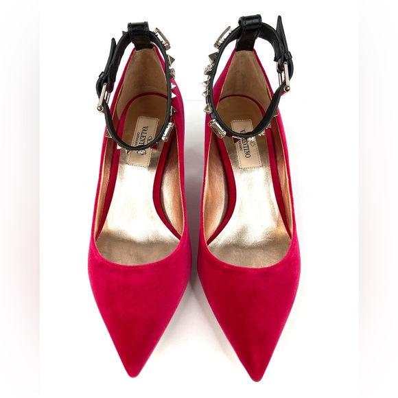 VALENTINO GARAVANI Studded Velvet Crystal Embellished Ankle Strap Pumps EU 35 - Picture 4 of 15